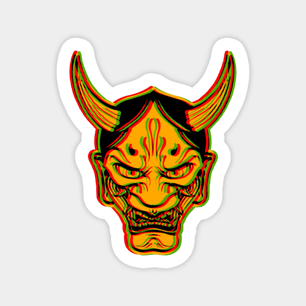 Japanese Hannya mask. Old Sticker TeePublic